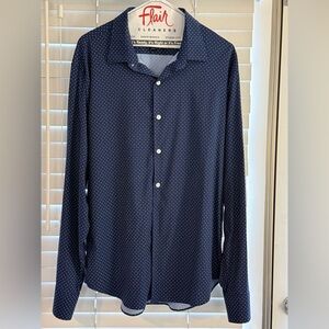 Bonobos Navy Blue Dot Print Shirt Men’s Large – Standard Fit Stretch